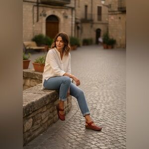 Pikolinos Red Flats with Perforated Design